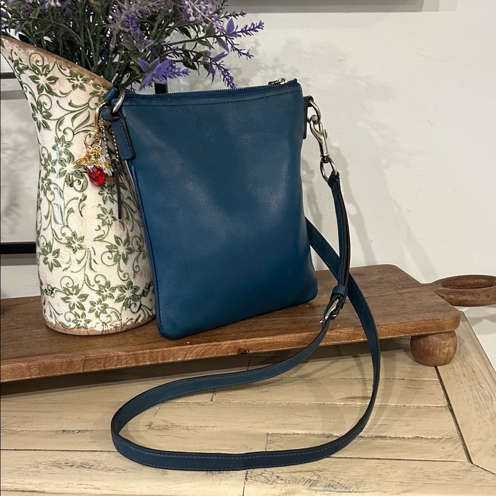 Coach Teal Blue Leather Crossbody Bag - Picture 2 of 4